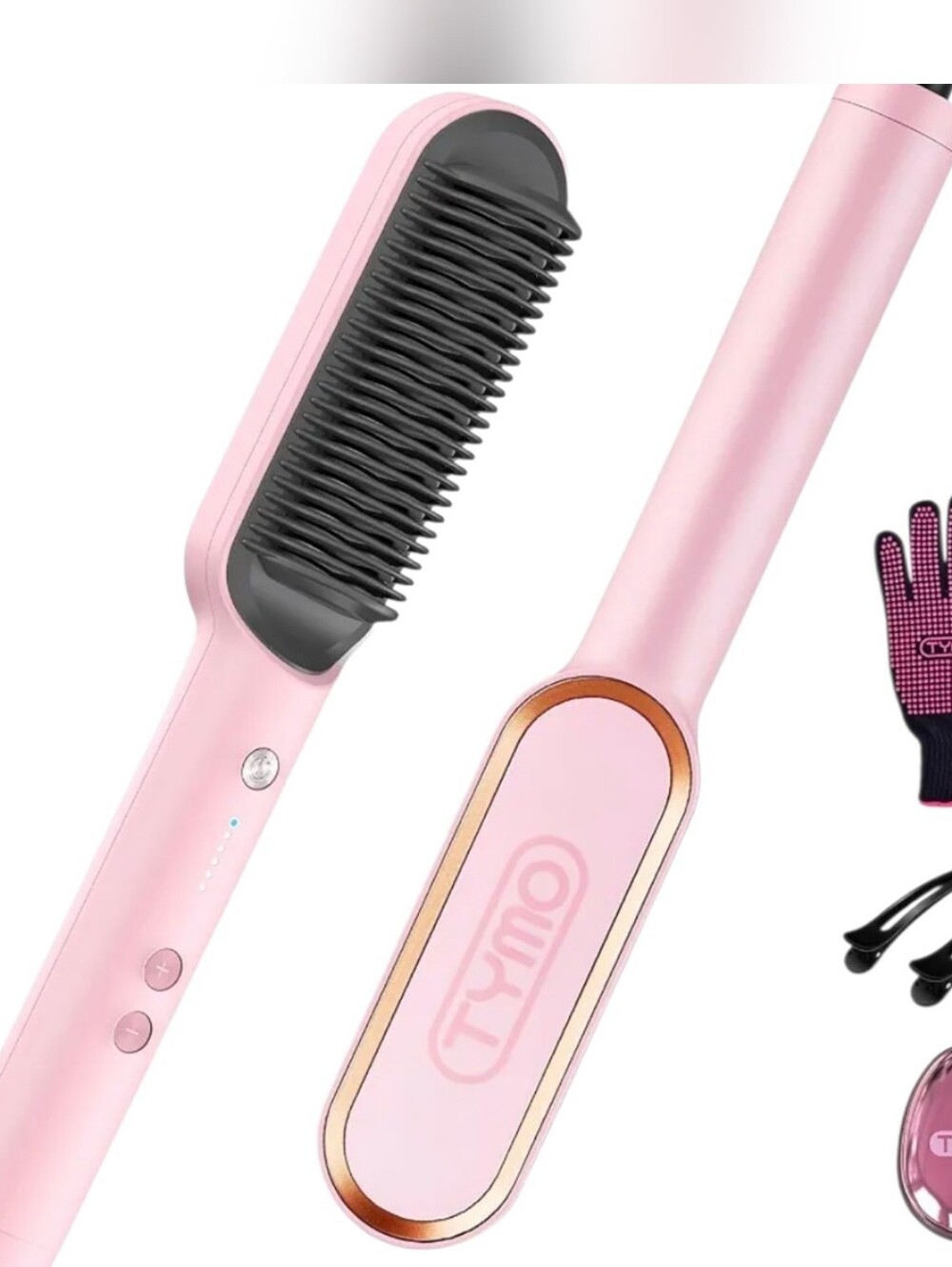 NEW TYMO Soft Pastel Pink TIK TOK Famous Hair Straightening Brush Size 12 Inches